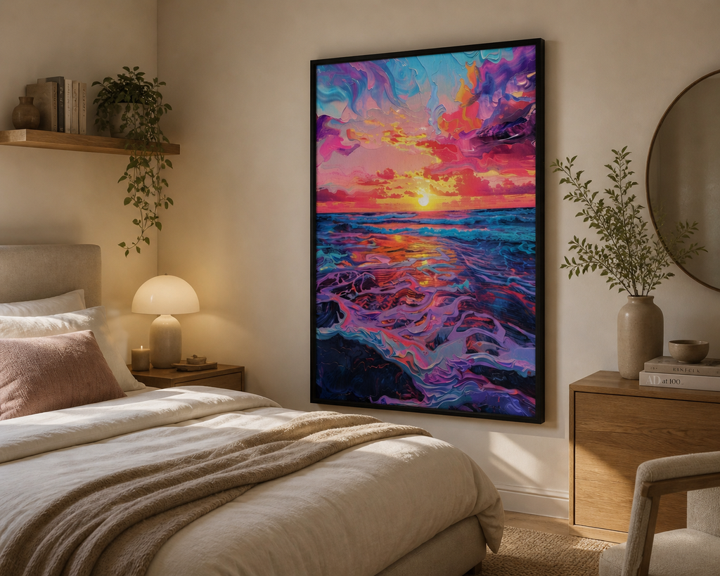 Sun Flaming Colors Framed canvas