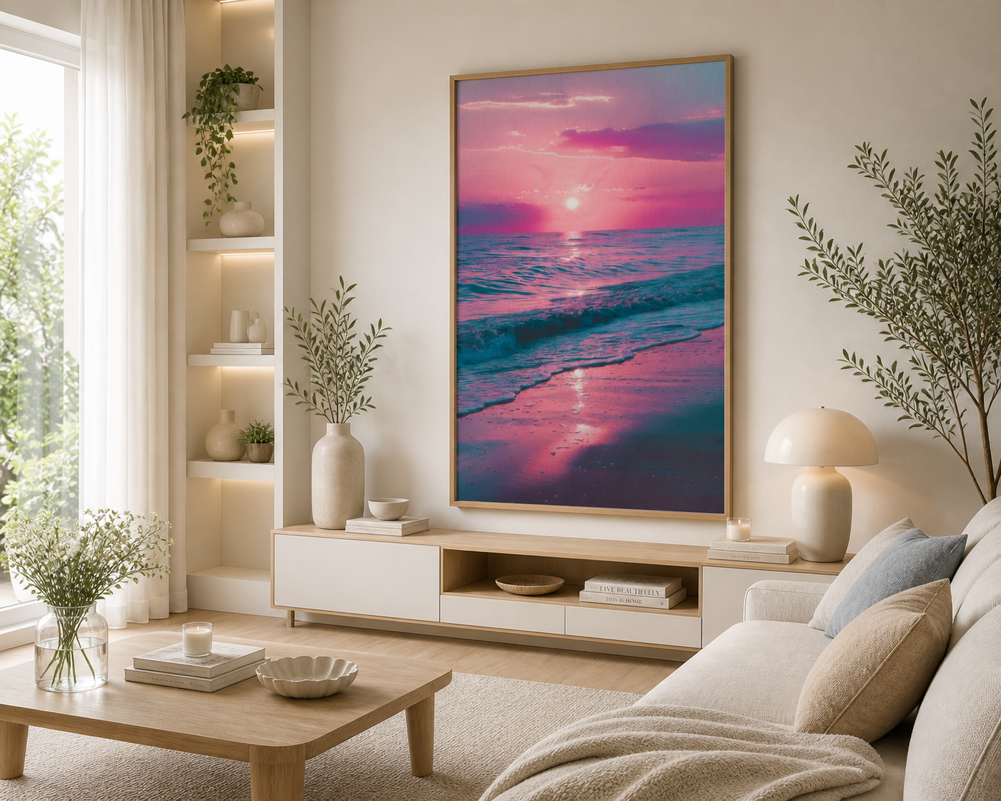 Pink Sunset Framed canvas