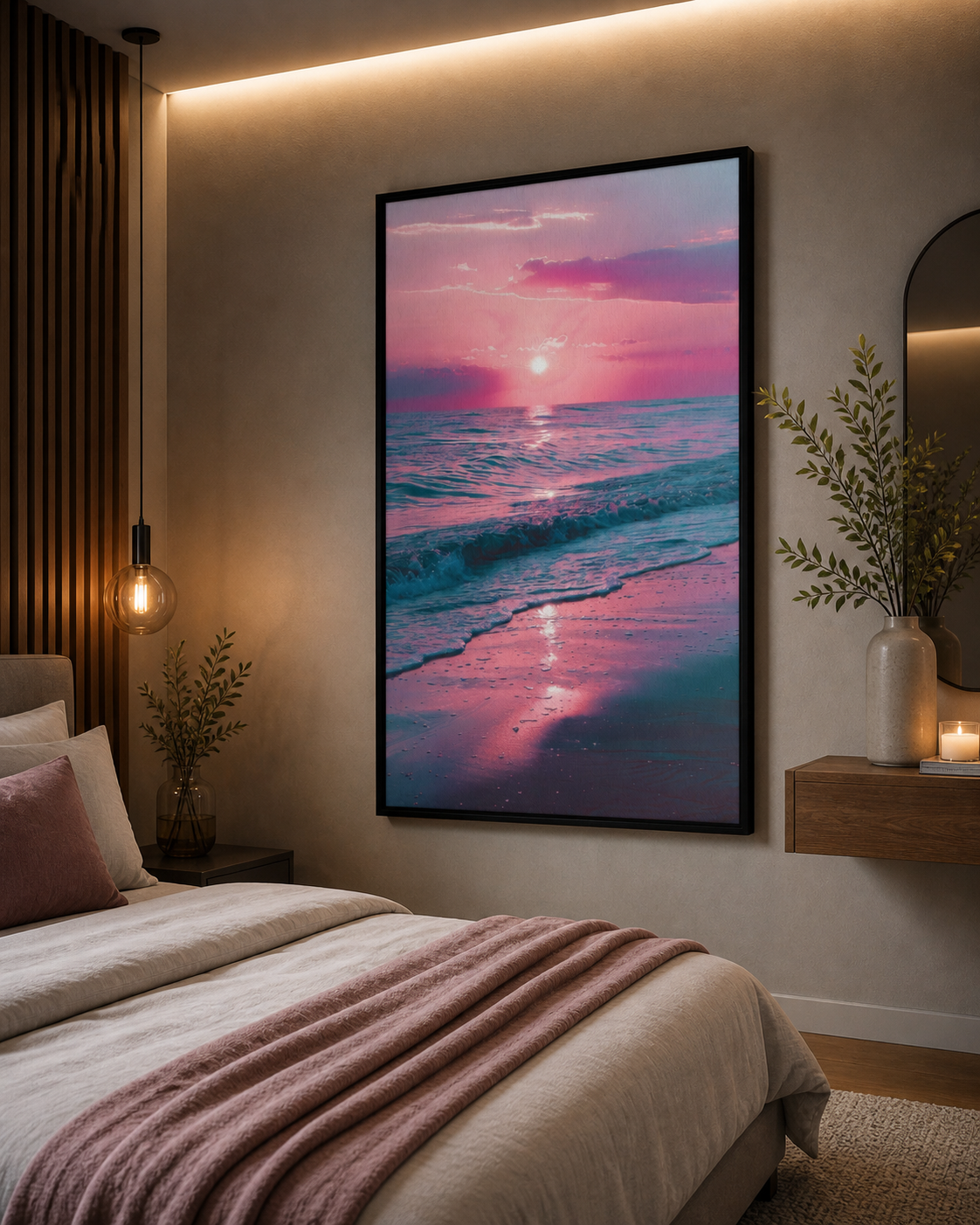 Pink Sunset Framed canvas