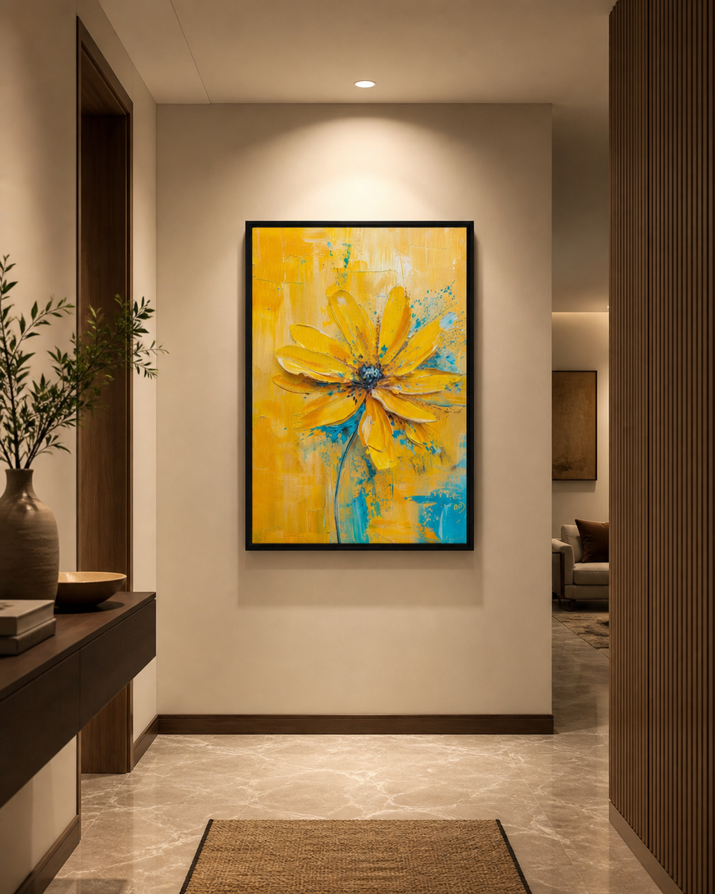 Yellow Flower - Framed canvas