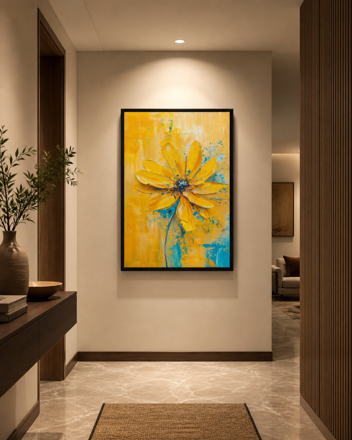 Yellow Flower - Framed canvas