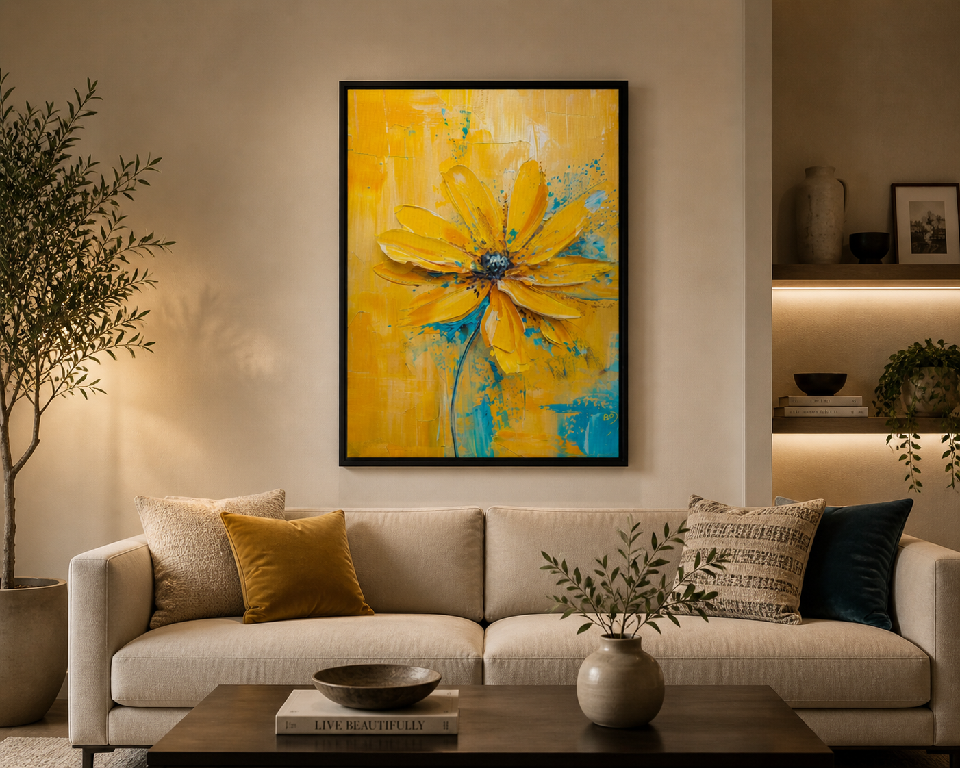 Yellow Flower - Framed canvas